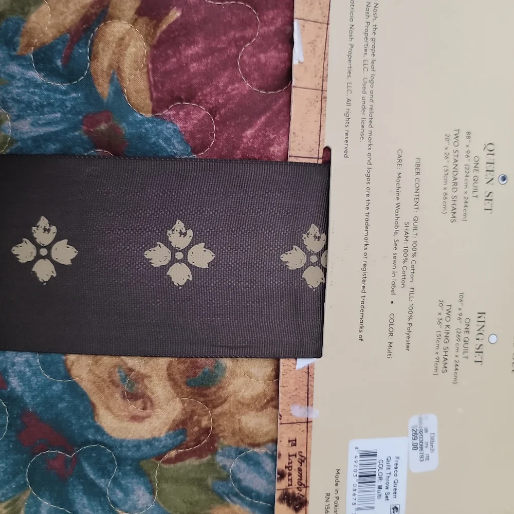 Patricia Nash Fresco Bouquet Print Reversible Quilt Mini Set